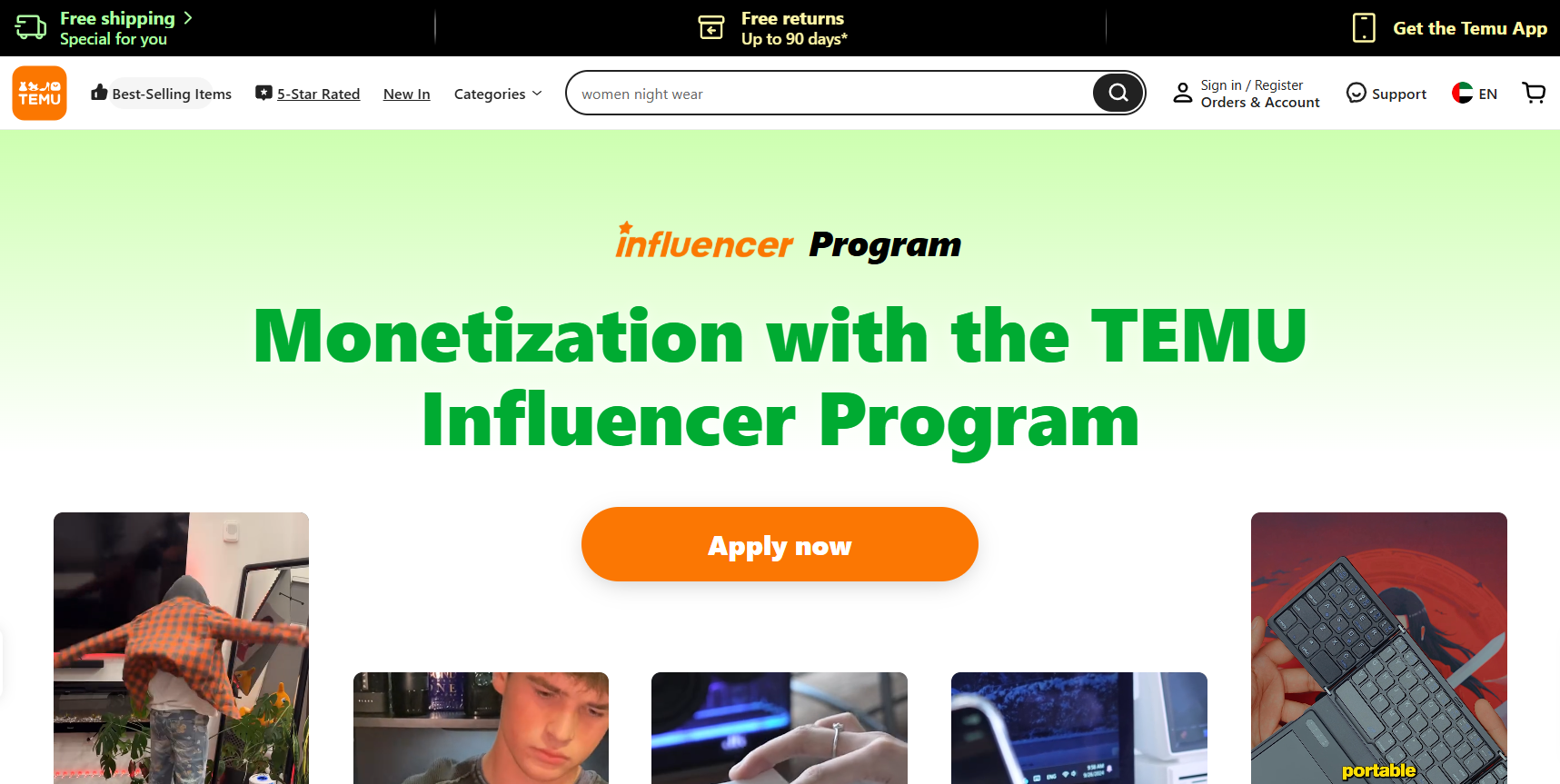 Temu influencer campaign